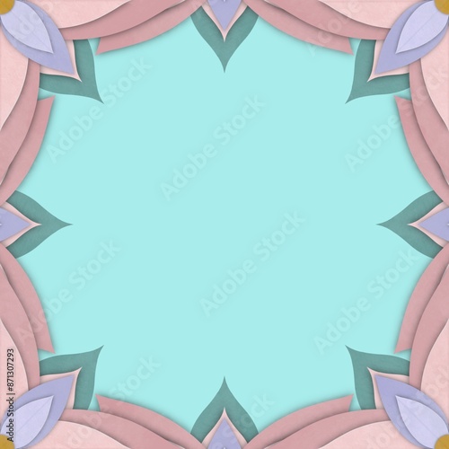 frame with flowers paper cut 