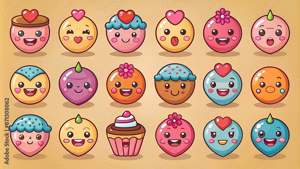 Sweet emotion vector set. Sweet emotion vector set.