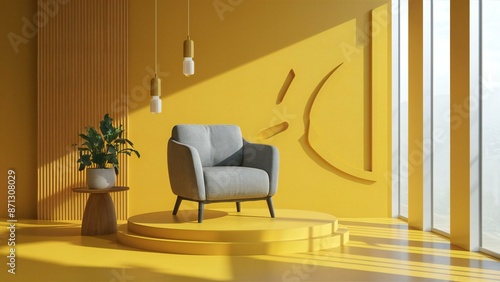 modern living room with armchair