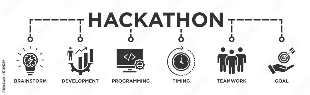 Hackathon banner web icon vector illustration concept for design sprint ...