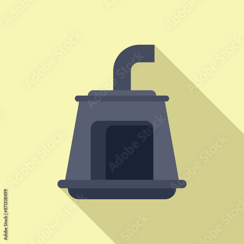 Blast furnace smelting metal with long shadow on a yellow background