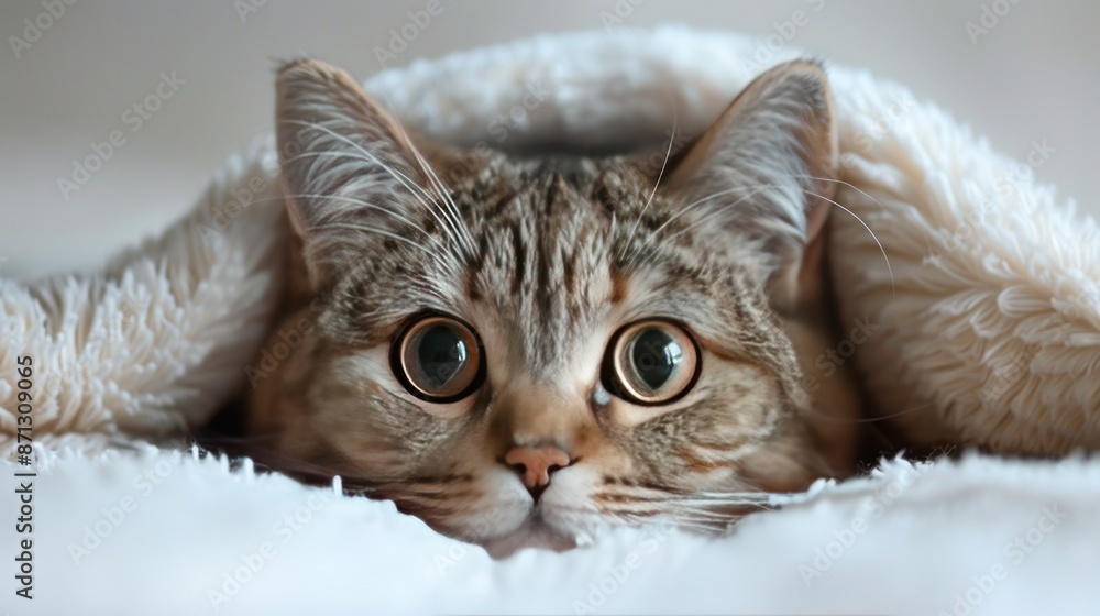 Curious Cat Peeking From Under a Blanket Curious Cat Peeking From Under a Blanket
