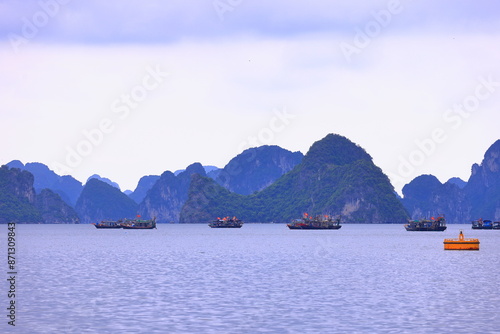 Ha Long Bay, limestone islands at Thanh pho Ha Long, Quang Ninh, Vietnam photo