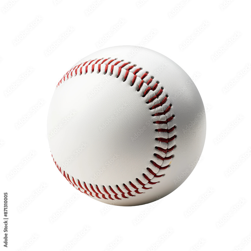 White Baseball with Red Stitching on Transparent Background White Baseball with Red Stitching on Transparent Background