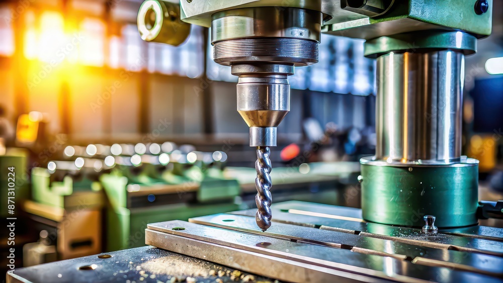 Close-Up of Industrial Precision Drilling Machine , manufacturing, industry, machinery, technology, metalworking Close-Up of Industrial Precision Drilling Machine , manufacturing, industry, machinery, technology, metalworking