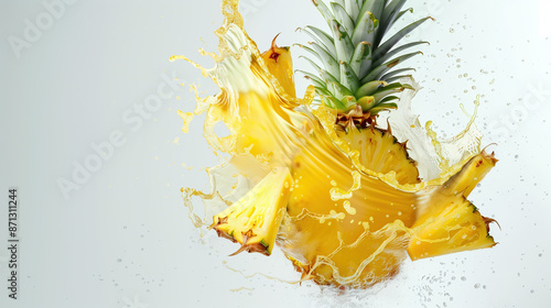 Smooth and Radiant Skin with Pineapple Extract on white background photo