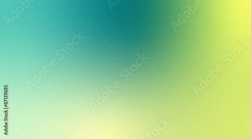 Grainy turquoise and yellow gradient textured background blending from dark to light