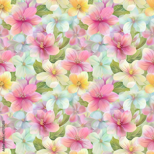 Floral variety color, form nature, seamless fabric pattern.