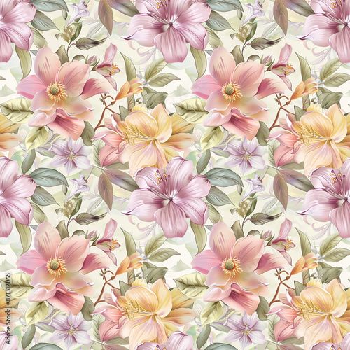 Floral variety color, form nature, seamless fabric pattern.