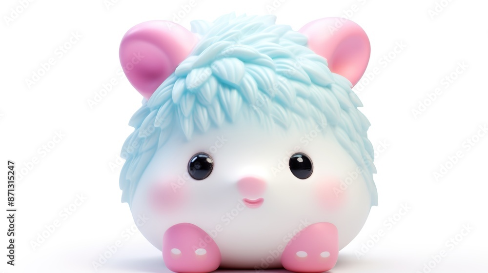 Quirky Squish Mallow Animal Clipart in Pastel Colors on White Background, Cute and Whimsical Illustration for Kids and Playful Designs