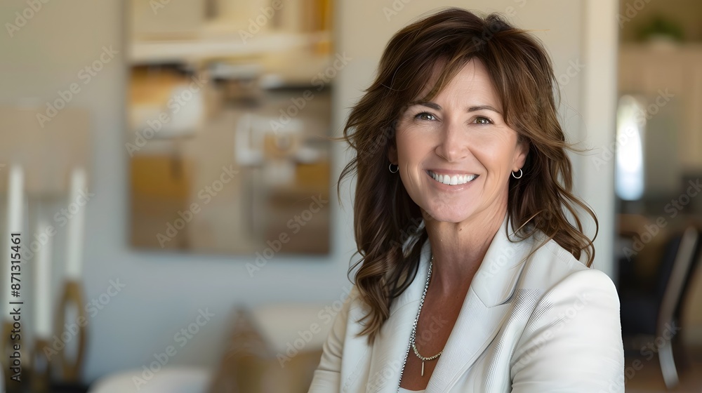 Portrait of happy female real estate agent. Portrait of happy female real estate agent.