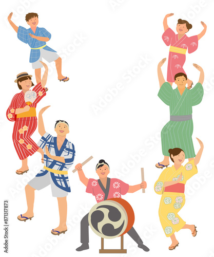 夏祭りで踊る人々