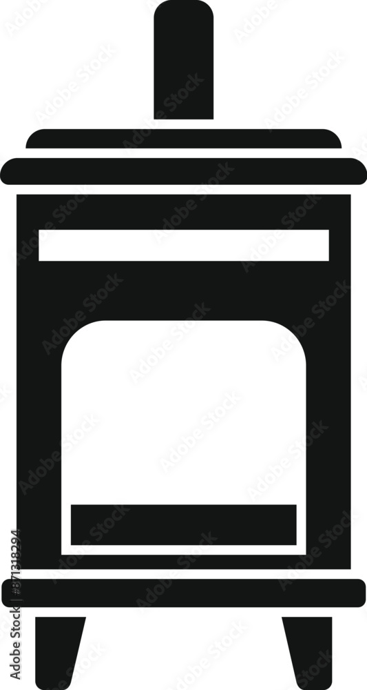 Black silhouette of a modern bio fireplace standing on legs for heating a home Black silhouette of a modern bio fireplace standing on legs for heating a home