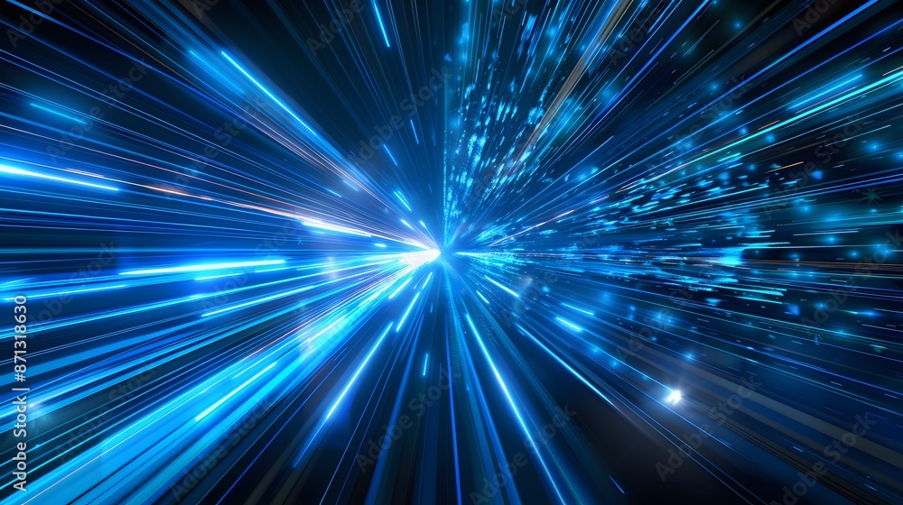 Abstract blue light trails in the dark, motion blur effect Abstract blue light trails in the dark, motion blur effect