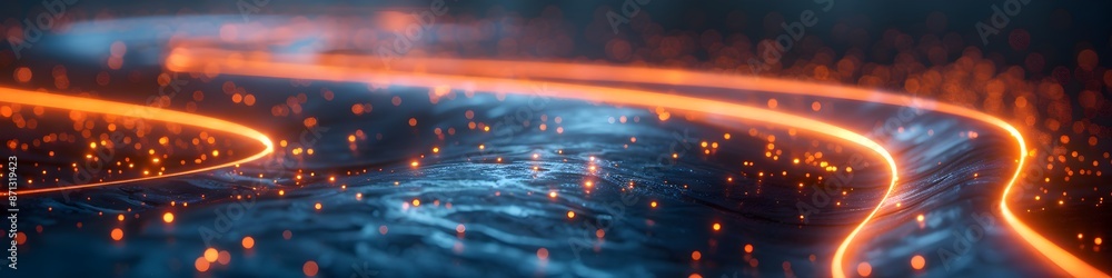 Fototapeta premium 3d rendering of a futuristic road with lights