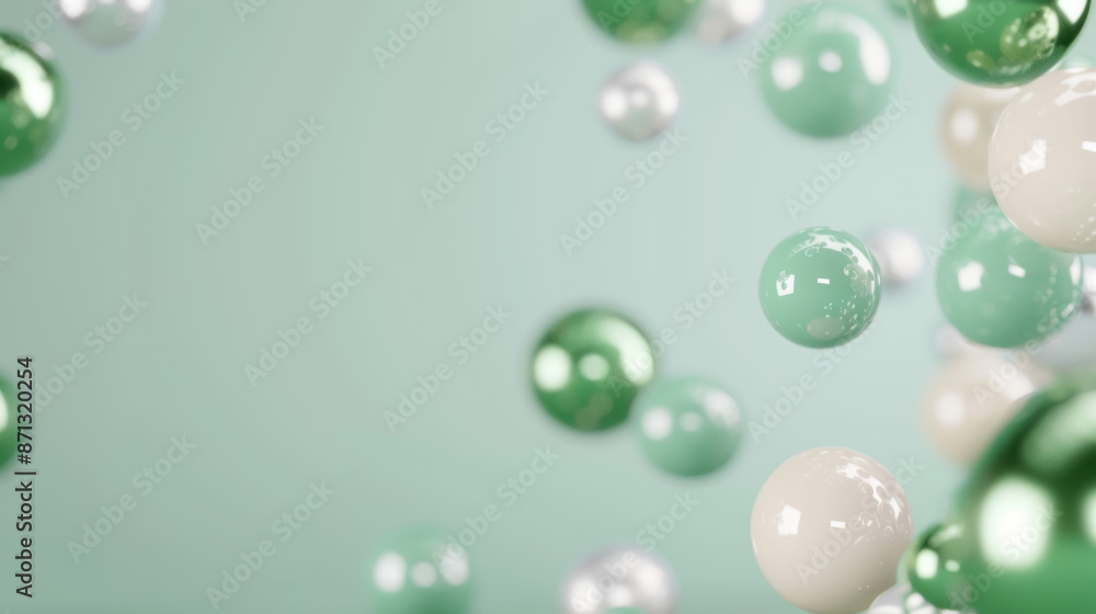 Shiny green colored balls abstract background, 3D rendering Shiny green colored balls abstract background, 3D rendering