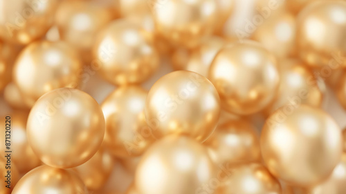 Shiny Gold Colored Balls Abstract Background, 3D Met