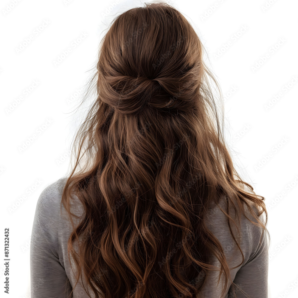 Naklejka premium Elegant Flowing Hair in Close-Up View on Isolated Background