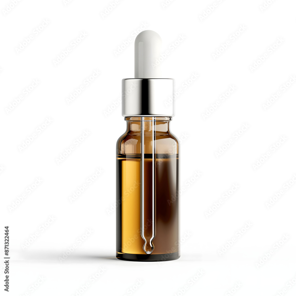 Elegant Cosmetic Dropper Bottle with Golden Details on White Elegant Cosmetic Dropper Bottle with Golden Details on White