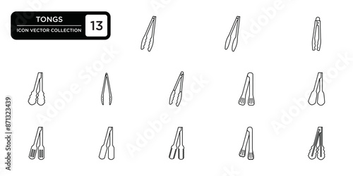 Tongs icon collection, vector icon templates can be edited and resized.