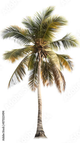 Single Palm Tree Isolated on White Background with Copy Space © slonme