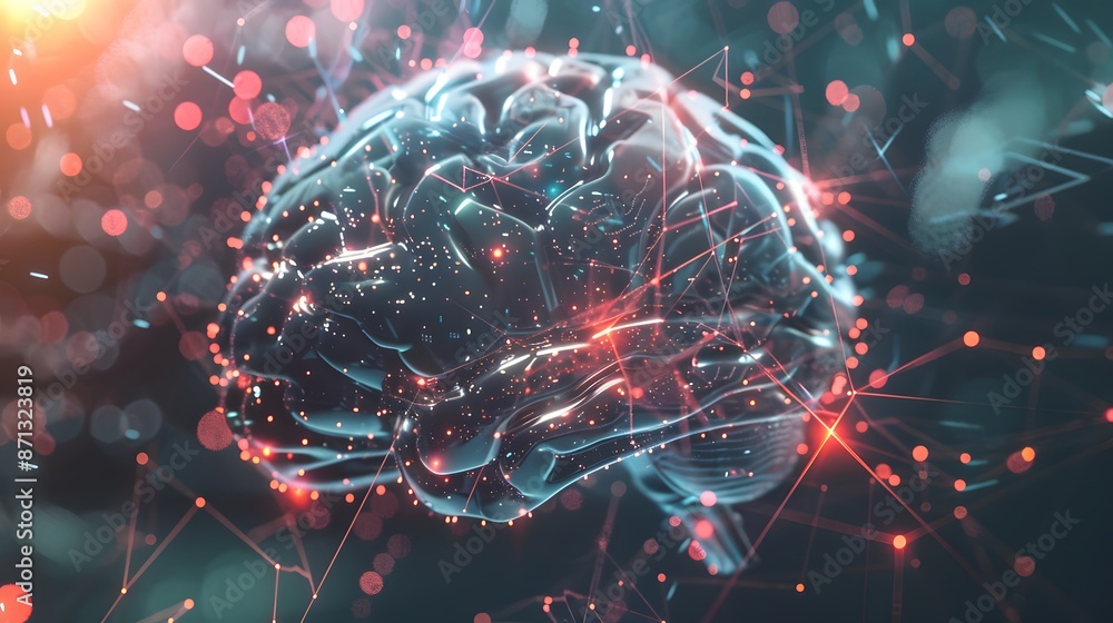 Discover the striking visuals of AI and machine learning concepts., clean background, Photo stock style, clean background, no copyrighted logo, no letters