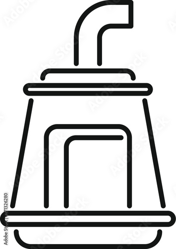 Line icon of a bioreactor, a vessel often made of stainless steel used in bioprocessing for growing organisms like bacteria and yeast under controlled conditions