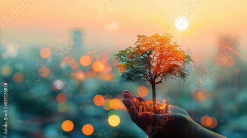 sunset in the hands