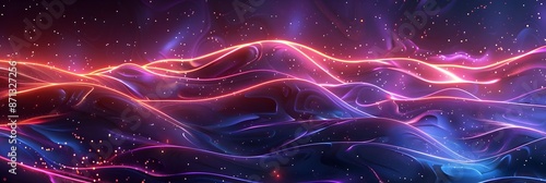 Wallpaper Mural Dark Surface Banner with Ripples. Luxury Texture with Neon Accents Torontodigital.ca