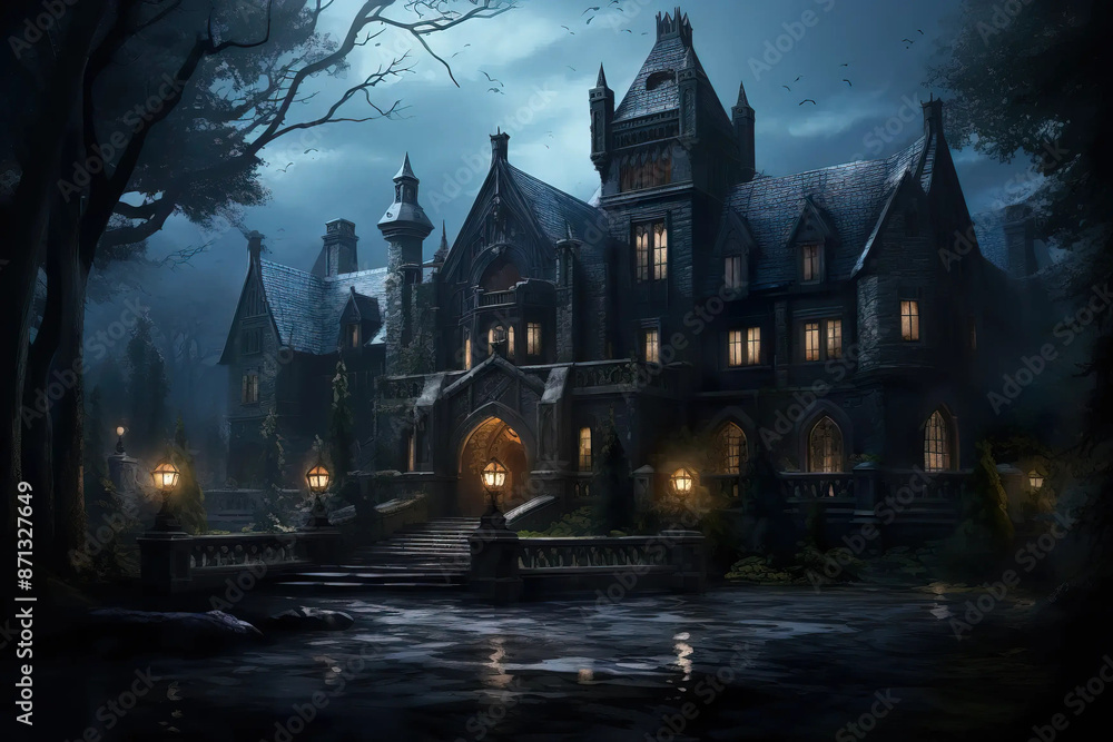 Ghostly Manor: A Haunting Elegance in Enchanted Realms Fantasy wallpaper Ghostly Manor: A Haunting Elegance in Enchanted Realms Fantasy wallpaper