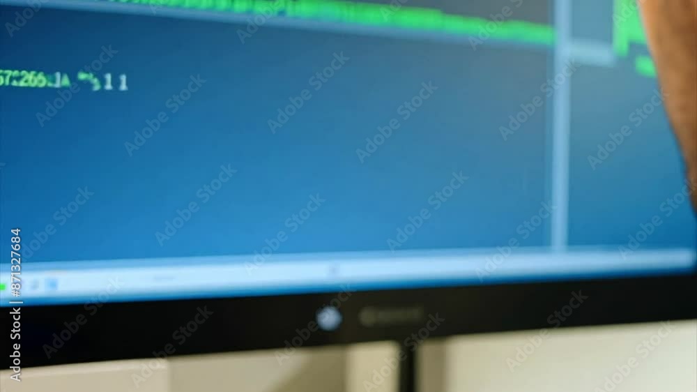 Indian mans hands typing tilting up to out of focus code on his monitor. Indian mans hands typing tilting up to out of focus code on his monitor.