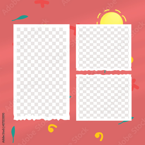 collage template, with a doodle sun background