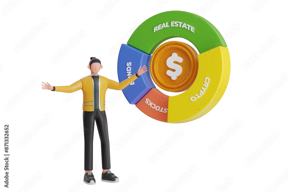 Diversifying Investments 3D Illustration Diversifying Investments 3D Illustration