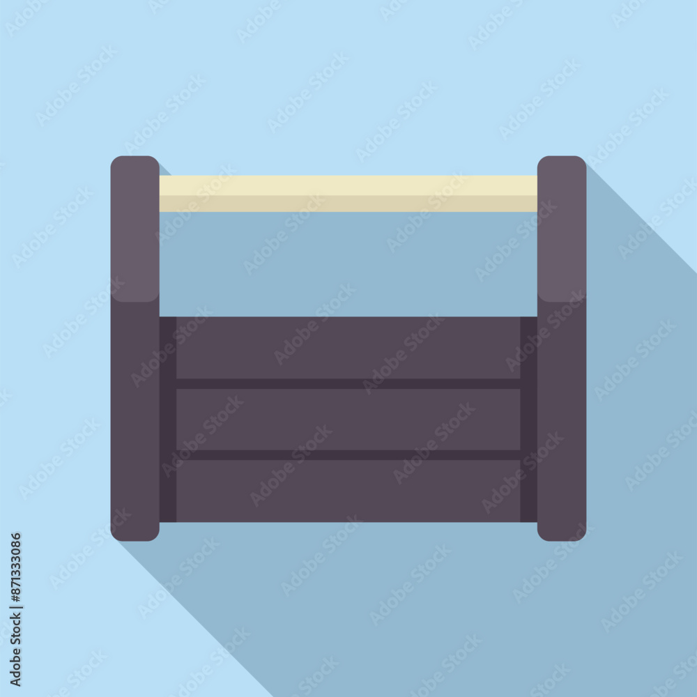 Empty wooden crate standing on blue background with long shadow Empty wooden crate standing on blue background with long shadow