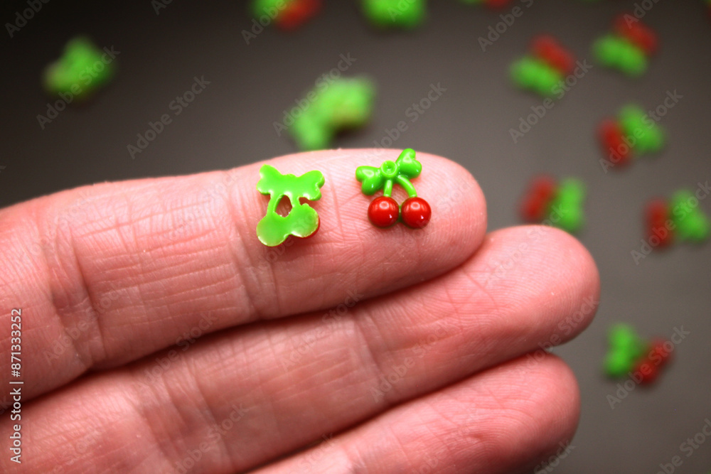 Miniature Cherry Resin Cabochon Nail Art or Tiny Jewelry Charms Miniature Cherry Resin Cabochon Nail Art or Tiny Jewelry Charms