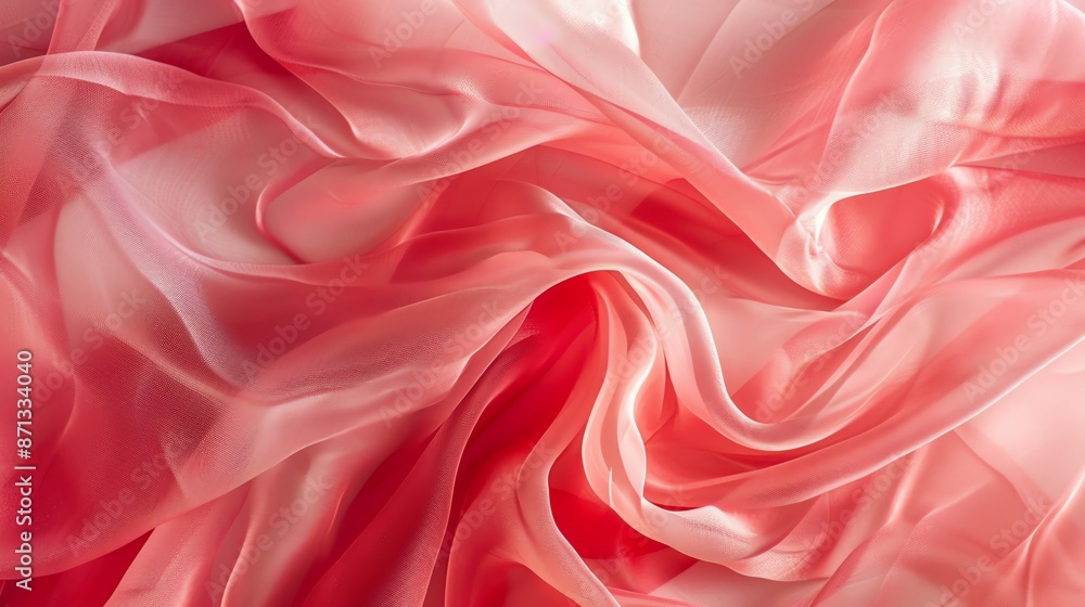 Fototapeta premium Close-up of luxurious red silk fabric showcasing its sheen and texture. 