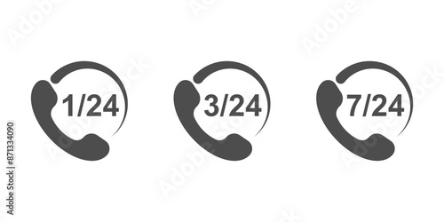 call center in 1, 3 and 7 days in 24 hours, service support in flat design