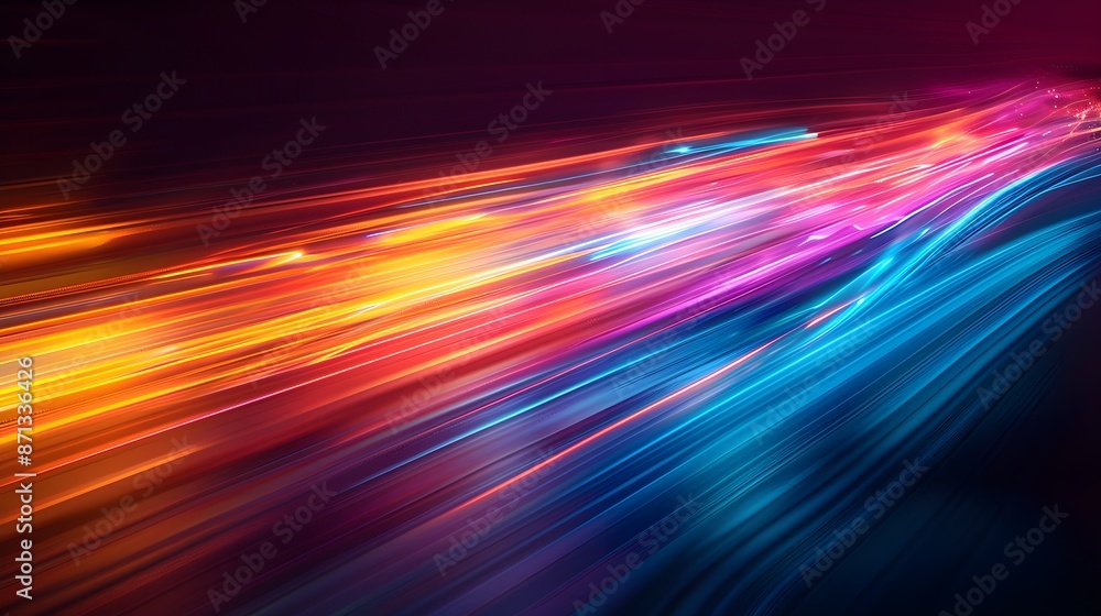 Colorful light trails with motion effect. Illustration of high speed light effect on black background Colorful light trails with motion effect. Illustration of high speed light effect on black background