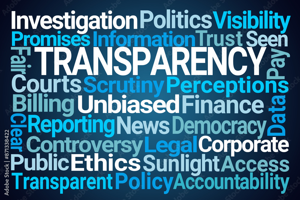 Transparency Word Cloud on Blue Background Transparency Word Cloud on Blue Background