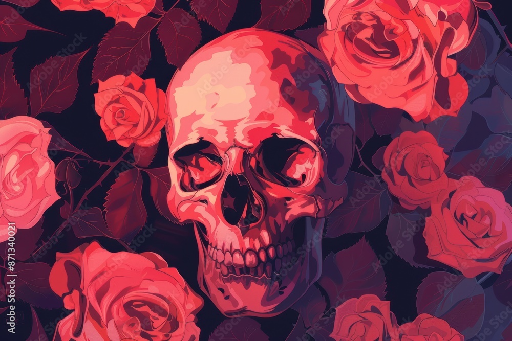 Skull and Roses: A Darkly Romantic Composition Skull and Roses: A Darkly Romantic Composition