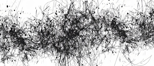 Panoramic close-up, high detail scan of haphazard scribble sketch, on white background, Generative AI