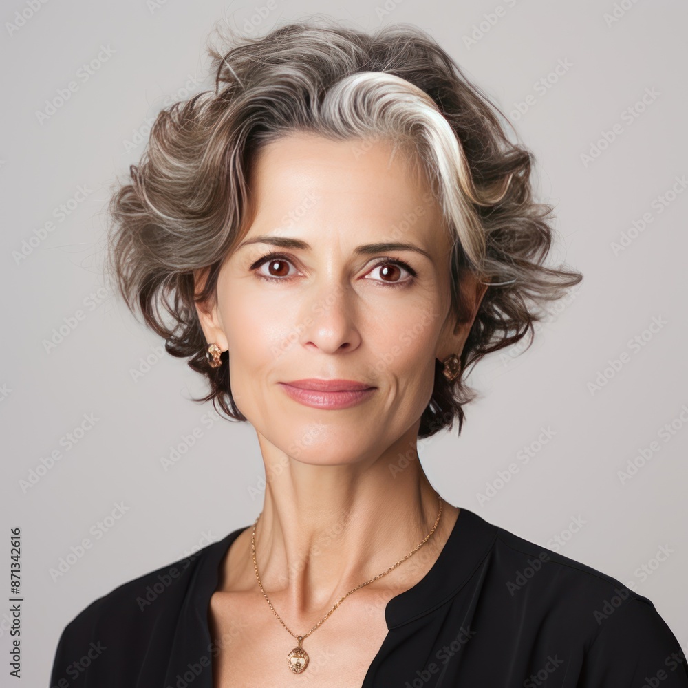 Elegant middle-aged woman on a clean white background. Elegant middle-aged woman on a clean white background.