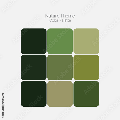 Set of bright color palette combination. Nature theme color palette for social media or website or app design. geomorphic style color palette for Ui design. Green color shades. Natural color palette.