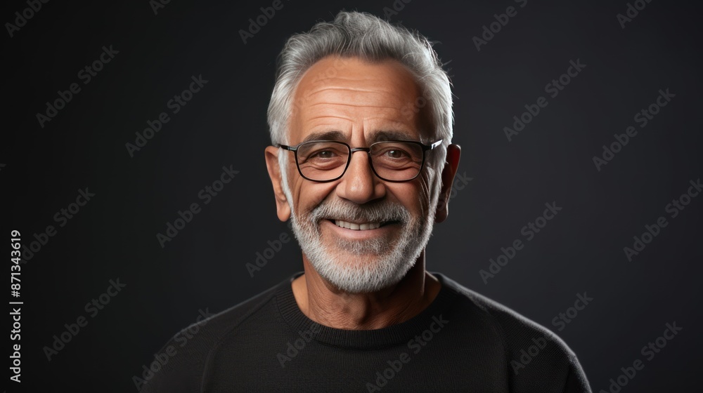 Obraz premium Happy senior man with glasses, smiling