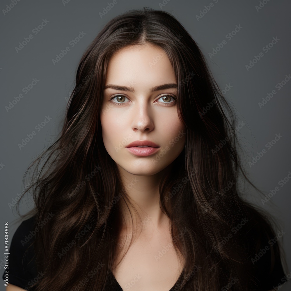 young woman with long hair, wearing a black top, young woman with long hair, wearing a black top,