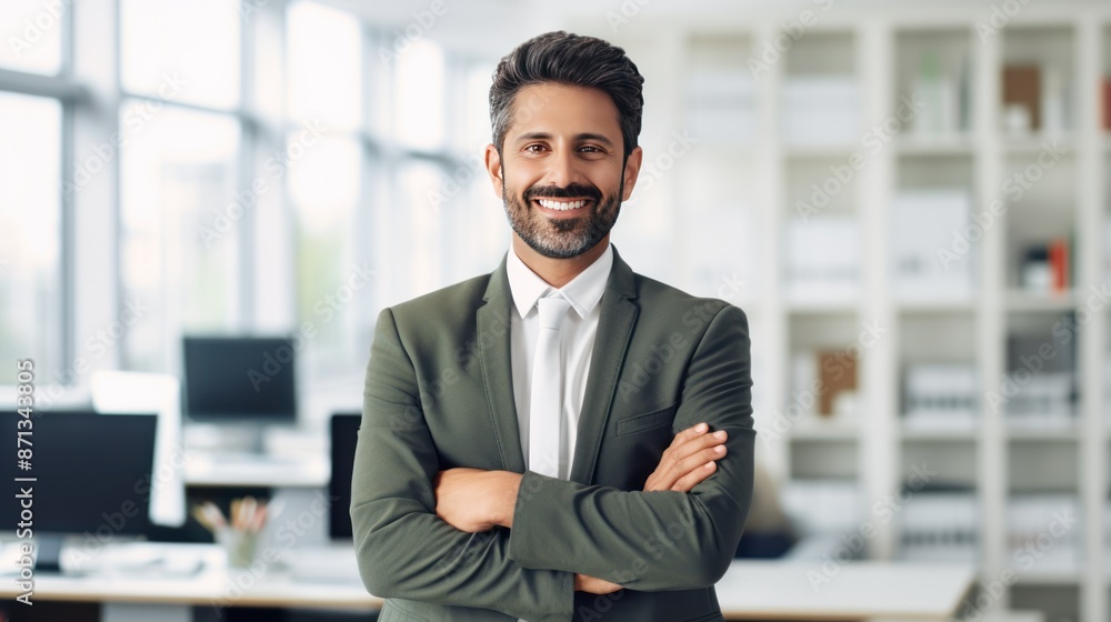 Indian businessman smiling and looking at camera Indian businessman smiling and looking at camera
