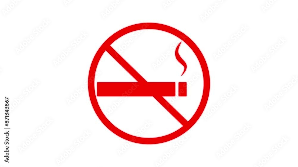 No smoking sign, red prohibition sign animation background. No smoking sign, red prohibition sign animation background.