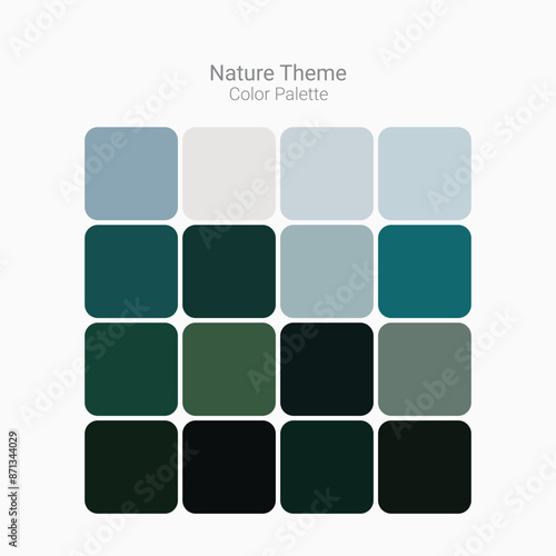 Set of bright color palette combination. Nature theme color palette for social media or website or app design. geomorphic style color palette for Ui design. Green color shades. Natural color palette.