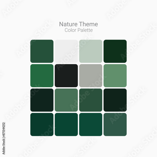 Set of bright color palette combination. Nature theme color palette for social media or website or app design. geomorphic style color palette for Ui design. Green color shades. Natural color palette.