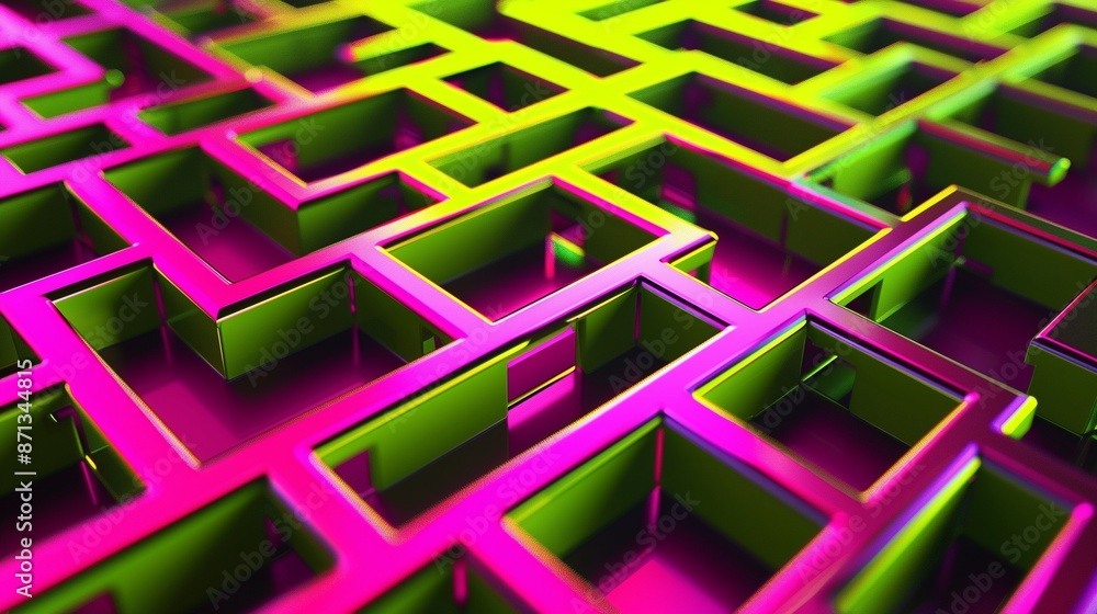 Geometric electric lime fuchsia grids interlocking mesmerizing Geometric electric lime fuchsia grids interlocking mesmerizing
